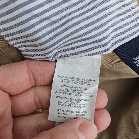 J. Crew tan khaki ruffle trim chino jacket size 2 - Picture 5 of 7